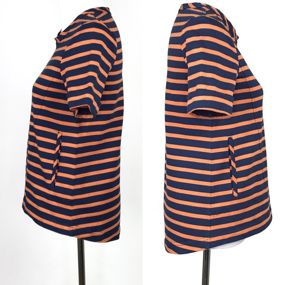 Belstaff Micah Striped Top Sz 38/XS Blue Orange - Picture 5 of 8